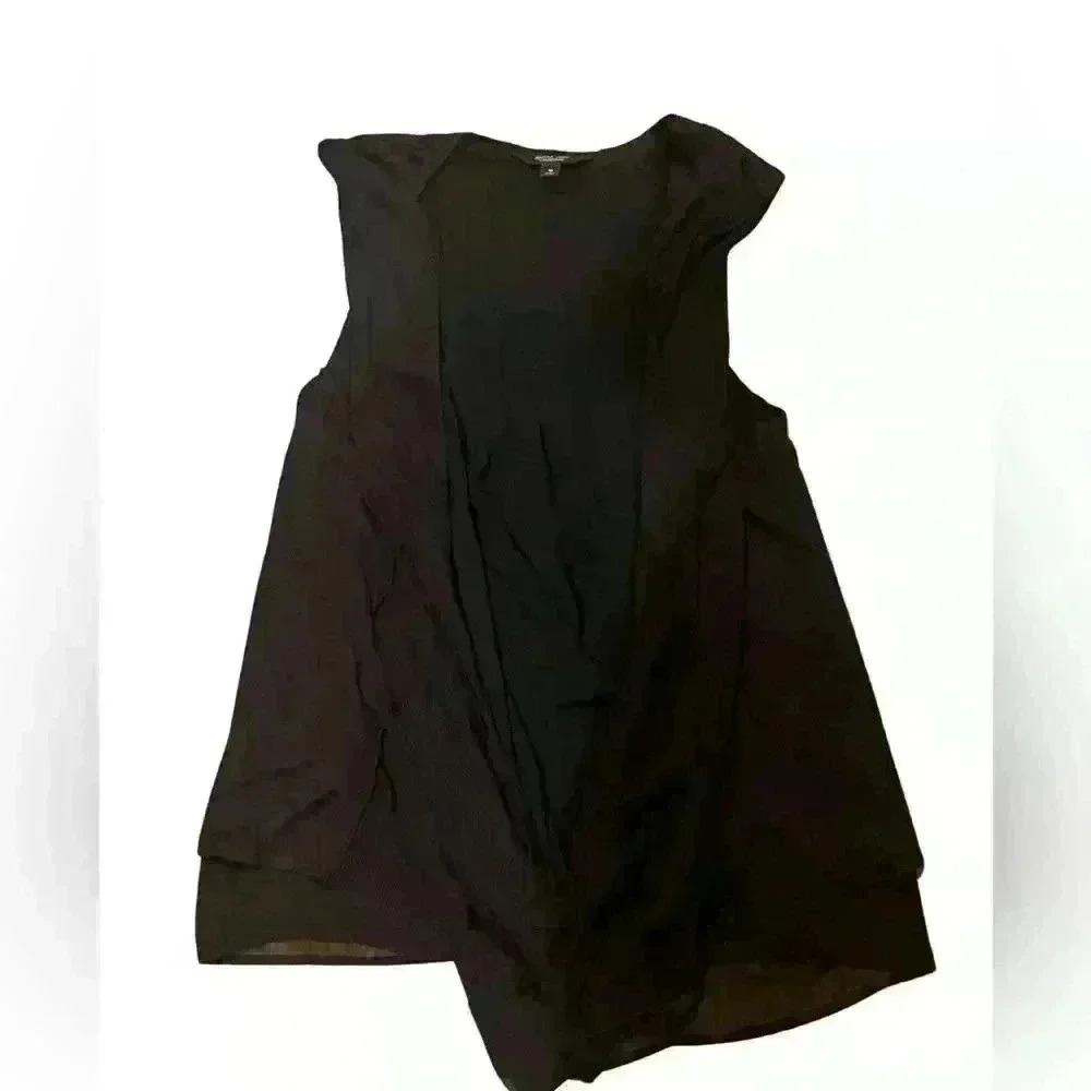 Simply Vera Wang Black Double Layered Sleeveless Cardigan Size Medium